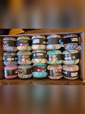 Artiste Hand Dyed Crochet Thread Multi-colored Box Of 15 -10 gm Balls